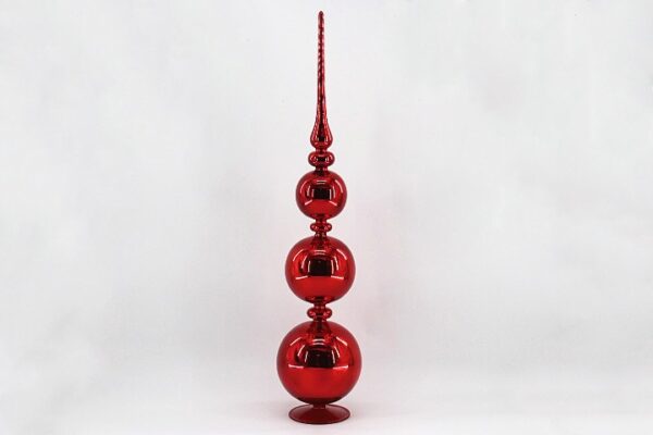 Red Glitter Mercury Glass Tree Topper, Stacked Ball Christmas Tree Topper Finial Ornament