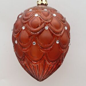 Red Glass Ball Ornament with Holly Pattern and Rhinestones, Embossed Christmas Bauble Decor