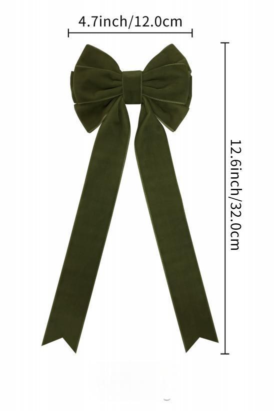 Dark Green Velvet Christmas Tree Bow, Long Tail Ribbon Ornament for Xmas Wreath Garland and Home Decor, Wholesale