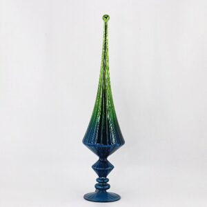 Navy Blue and Gold Glass Tree Topper Finial, Mercury Style Christmas Tree Topper Ornament