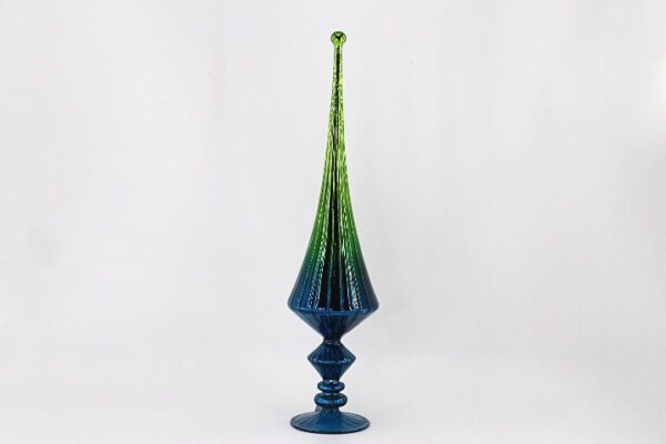 Navy Blue and Gold Glass Tree Topper Finial, Mercury Style Christmas Tree Topper Ornament