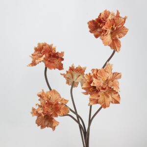 Orange Ruffled Artificial Poppy Branches 5 Heads, Faux Silk Flower Stems for Tall Vase Arrangement, Wholesale
