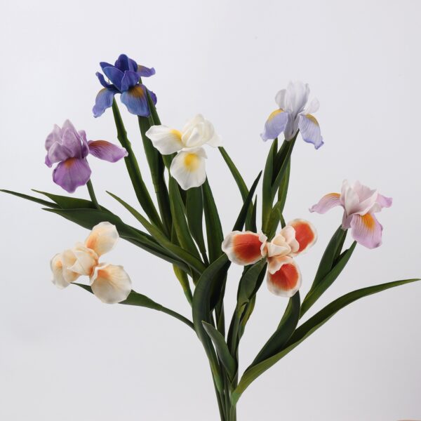 Mixed Color Artificial Iris Bunch, Faux Bearded Iris in Purple White Orange for Spring Home Decor, Wholesale