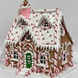 White Icing Gingerbread House Christmas Decor, Candy Covered Clay Dough Christmas Village House