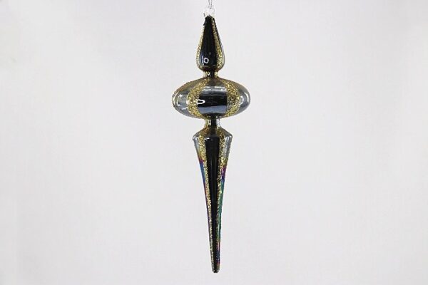 Black Mercury Glass Finial Christmas Ornament, Vintage Style Glass Drop Tree Decor Wholesale