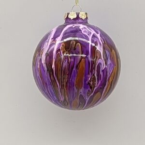 Purple Metallic Glass Ball Christmas Ornament, Shiny Violet Swirl Holiday Bauble Decoration