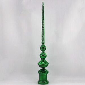 Green Glitter Glass Tree Topper Finial, Stacked Ball Christmas Tree Topper Ornament Wholesale