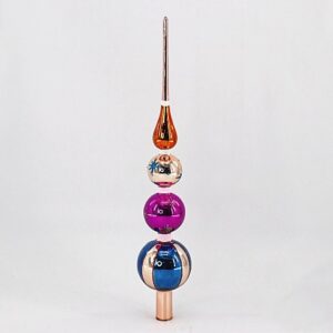 Multicolor Ball Glass Tree Topper Ornament, Red Blue Pink Christmas Tree Topper Decoration
