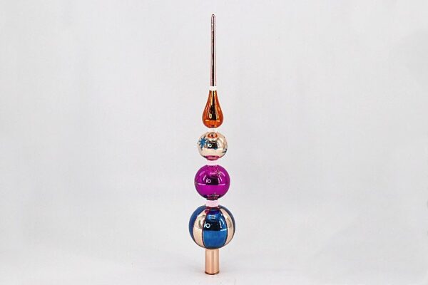 Multicolor Ball Glass Tree Topper Ornament, Red Blue Pink Christmas Tree Topper Decoration