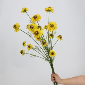 White Artificial Cosmos Wildflower Stem Set, Faux Meadow Flower Bunch for Rustic Wedding and Home Decor, Wholesale