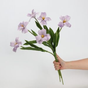 Light Purple Artificial Violet Bush 5 Heads, Faux African Violet Bouquet for Home Wedding Decor, Wholesale