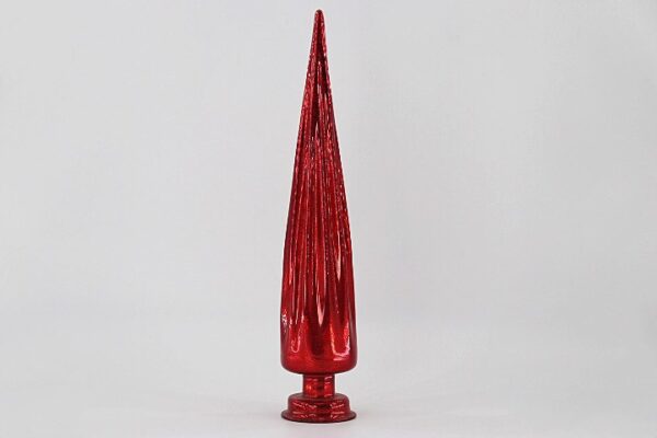 Red Fluted Glass Tree Topper Finial, Ribbed Christmas Tree Topper Ornament Wholesale Decor