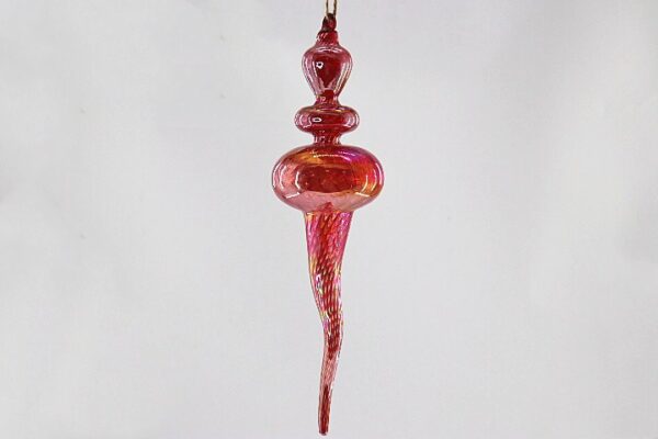 Red Glitter Cone Glass Finial Ornament, Sparkling Christmas Tree Hanging Drop Decoration