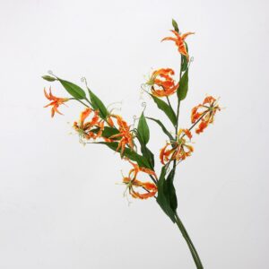 Multicolor Artificial Gloriosa Lily Stems Set, Faux Flame Lily in Red Orange Yellow White for Floral Arrangement, Wholesale