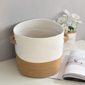 Nesting Cotton Rope Storage Basket Set of 3, Two-Tone Woven Baskets with Handles for Home Organization, Wholesale