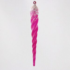 Hand Blown Glass Icicle Christmas Ornament, Pink Swirl Transparent Glass Hanging Decoration Wholesale