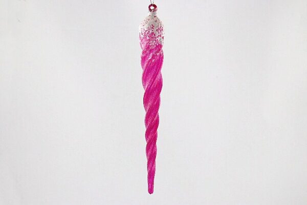 Hand Blown Glass Icicle Christmas Ornament, Pink Swirl Transparent Glass Hanging Decoration Wholesale