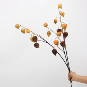 Multicolor Artificial Physalis Branches, Faux Chinese Lantern Flower Stems for Autumn Home Decor, Wholesale