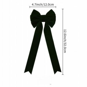 Dark Green Velvet Christmas Tree Bow, Long Tail Ribbon Ornament for Xmas Wreath Garland and Home Decor, Wholesale
