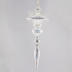 Clear Faceted Glass Finial Christmas Ornament, Transparent Crystal Tree Hanging Drop Decor