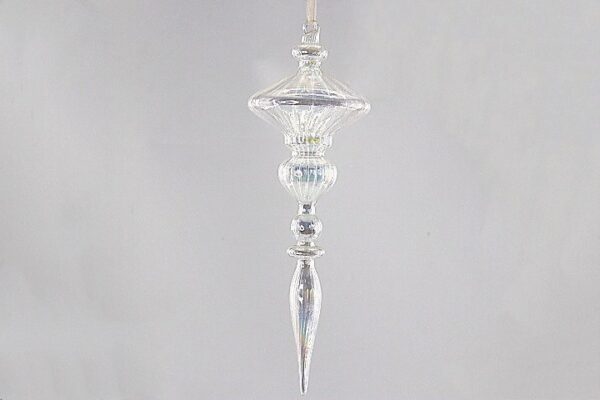 Clear Faceted Glass Finial Christmas Ornament, Transparent Crystal Tree Hanging Drop Decor