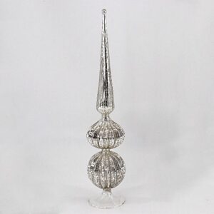 Silver Glitter Glass Tree Topper Finial, Sparkling Christmas Tree Topper Decoration Wholesale