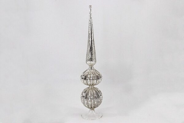 Silver Glitter Glass Tree Topper Finial, Sparkling Christmas Tree Topper Decoration Wholesale