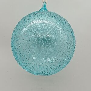 Turquoise Glitter Glass Ball Christmas Ornament, Transparent Blue Holiday Bauble Hanging Decor