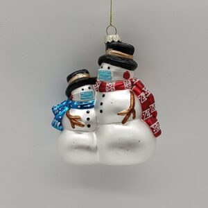 Snowman Family Glass Christmas Ornament, Set of 3 Snowmen Holiday Tree Hanging Decoration