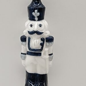 Navy Blue Nutcracker Glass Christmas Ornament, Hand Painted Soldier Holiday Tree Hanging Decor