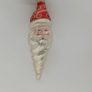 White and Red Glass Icicle Santa Christmas Ornament, Glitter Tree Hanging Figure Decoration