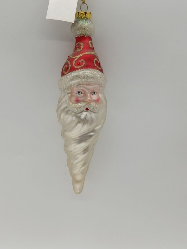 White and Red Glass Icicle Santa Christmas Ornament, Glitter Tree Hanging Figure Decoration