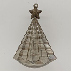 Clear Glass Wire Christmas Tree Ornament with Gold Star, Elegant Transparent Tree Hanging Decor