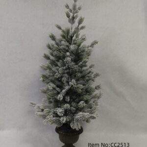 Snow Flocked Artificial Christmas Tree with Black Urn Base 24 Inch, Flocked Tabletop Tree Wholesale