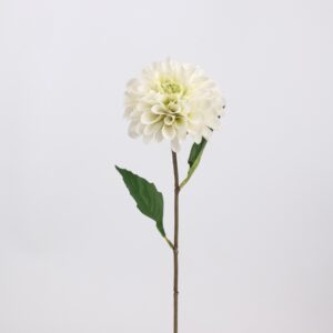 Cream White Artificial Dahlia Flower Stem 27 Inch, Faux Pompon Dahlia Spray for Home and Wedding Decor, Wholesale