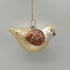 Gold and White Glass Dove Christmas Ornament, Peace Bird Holiday Tree Hanging Decoration