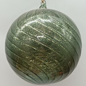 Olive Green Glass Ball Christmas Ornament with Gold Swirl Glitter, Elegant Holiday Bauble Decor