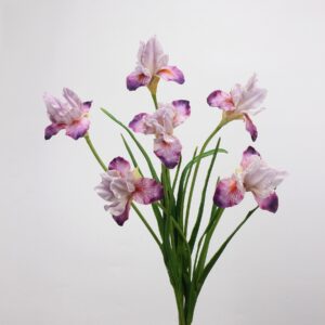 Mauve Purple Artificial Iris Bunch 6 Heads, Faux Bearded Iris Flowers for Spring Home Decor, Wholesale