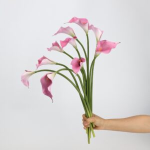 White Real Touch Calla Lily Stems Bundle 5 Heads, Artificial Calla Lilies for Wedding Bouquet and Home Decor, Wholesale