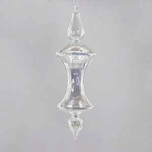 Clear Glass Stacked Finial Christmas Ornament, Transparent Mercury Style Tree Hanging Decor