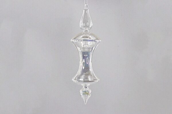 Clear Glass Stacked Finial Christmas Ornament, Transparent Mercury Style Tree Hanging Decor