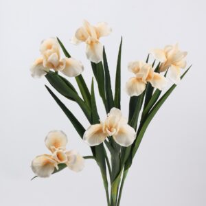 Mixed Color Artificial Iris Bunch, Faux Bearded Iris in Purple White Orange for Spring Home Decor, Wholesale