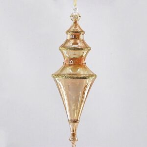 Champagne Gold Mercury Glass Finial Ornament, Vintage Tiered Christmas Tree Hanging Decor
