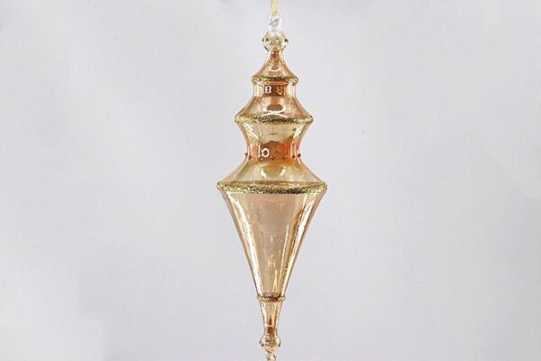 Champagne Gold Mercury Glass Finial Ornament, Vintage Tiered Christmas Tree Hanging Decor