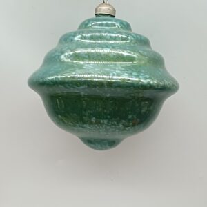 Green Mercury Glass Lantern Christmas Ornament, Vintage Ribbed Glass Tree Hanging Decoration