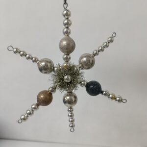 Multicolor Glass Bead Snowflake Christmas Ornament 16cm, Beaded Holiday Tree Hanging Decoration