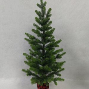 Tabletop Artificial Christmas Tree in Red Planter Pot 22 Inch, Green Faux Fir Tree, Wholesale Holiday Decor