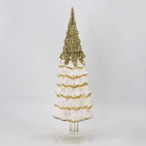 White Flocked Glass Christmas Tree Figurine, Snow Covered Tabletop Tree Holiday Decor Wholesale