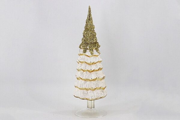 White Flocked Glass Christmas Tree Figurine, Snow Covered Tabletop Tree Holiday Decor Wholesale