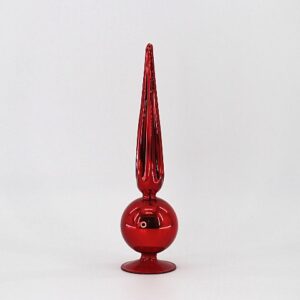 Red Mercury Glass Ball Tree Topper Finial, Swirl Accented Christmas Tree Topper Ornament